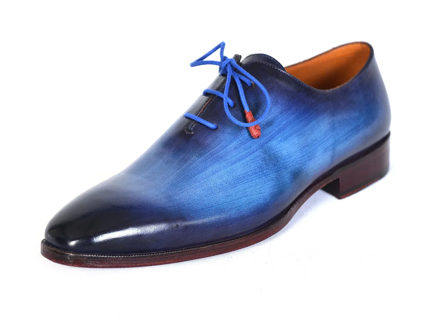 Paul Parkman Blue Hand-Painted Wholecut Oxfords