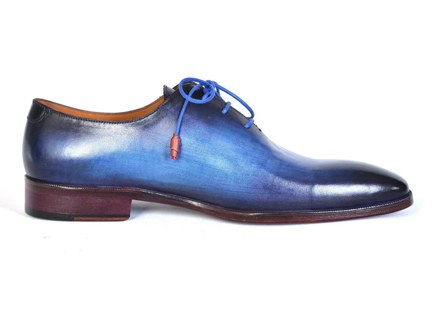 Paul Parkman Blue Hand-Painted Wholecut Oxfords