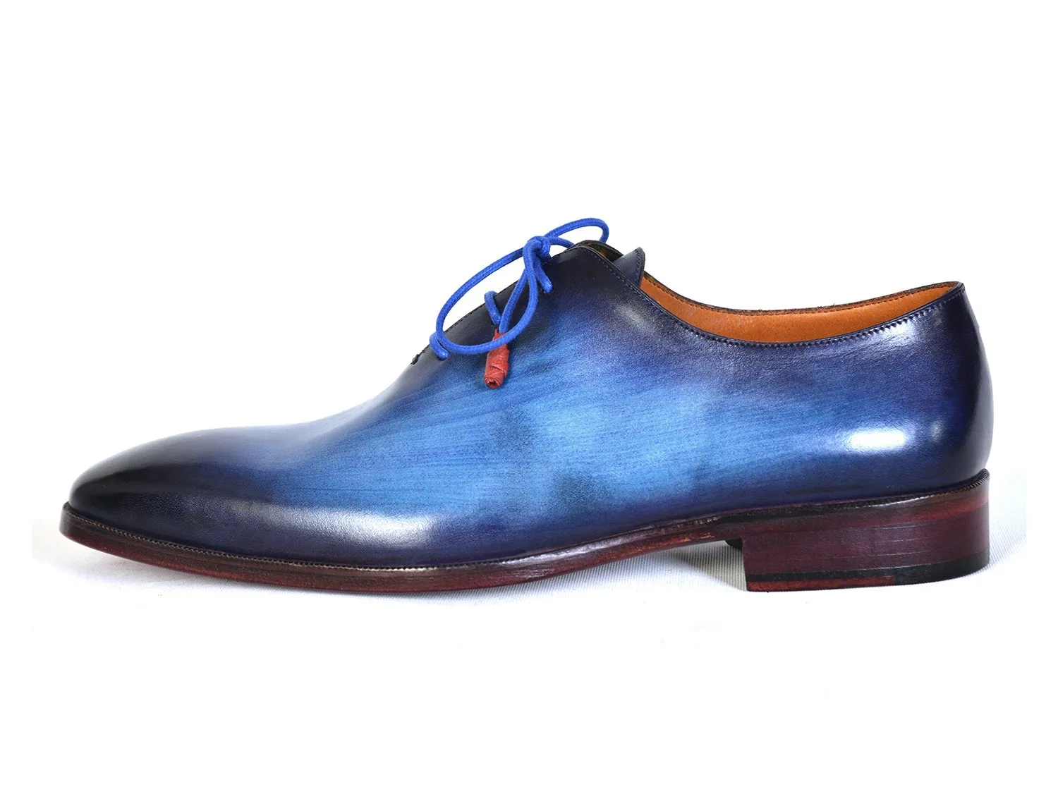 Paul Parkman Blue Hand-Painted Wholecut Oxfords