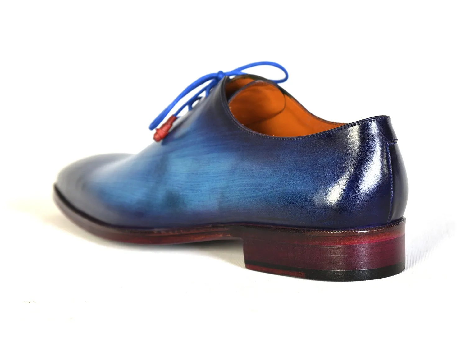 Paul Parkman Blue Hand-Painted Wholecut Oxfords