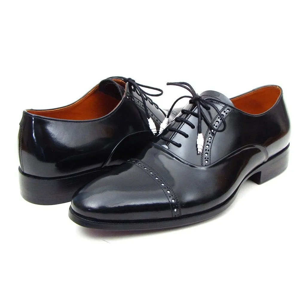 Paul Parkman Men's Captoe Oxfords Black Dress Shoes (ID#78RG61)