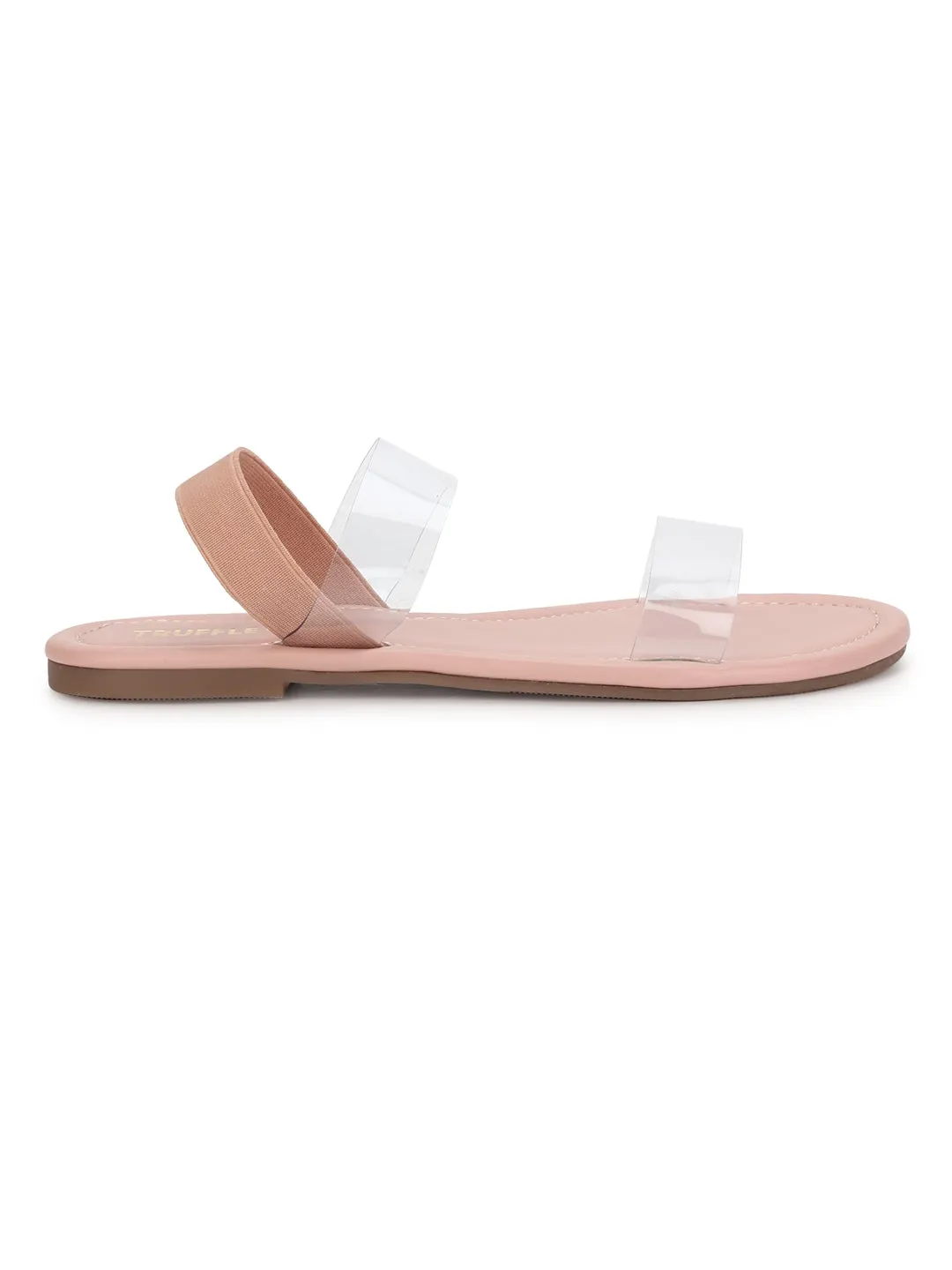 Pink Back Strap Perspex Clear Flat Sandals