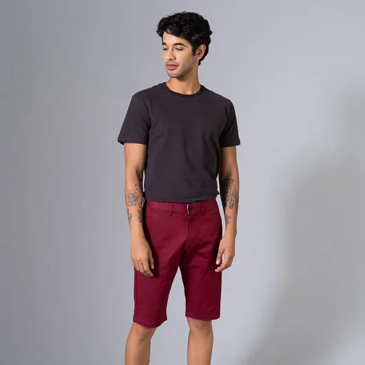 Red Sangria Red Cotton Lycra Stretch Shorts