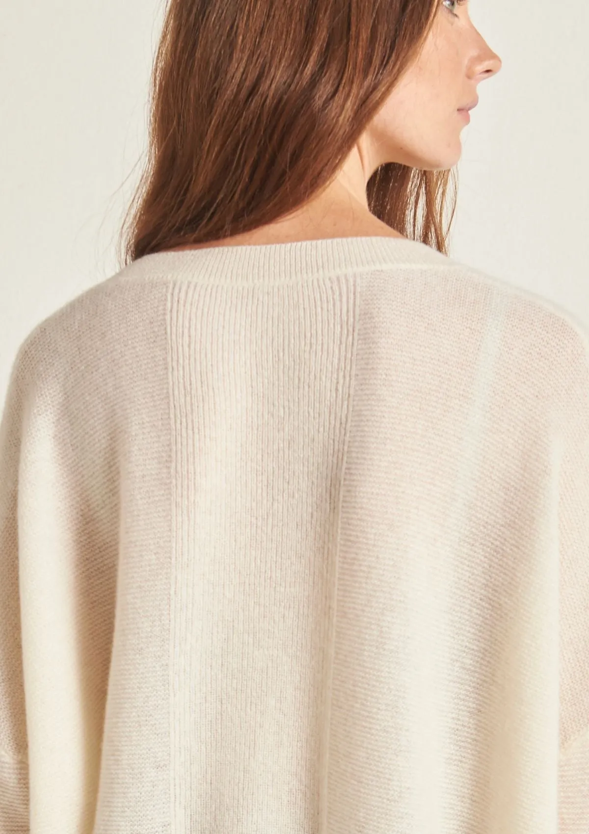 Relaxed Lofty V Neck Sweater in Chalk