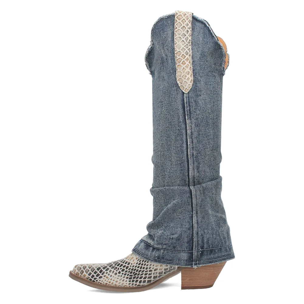 Shabby Lizard Print Snip Toe Cowboy Boots