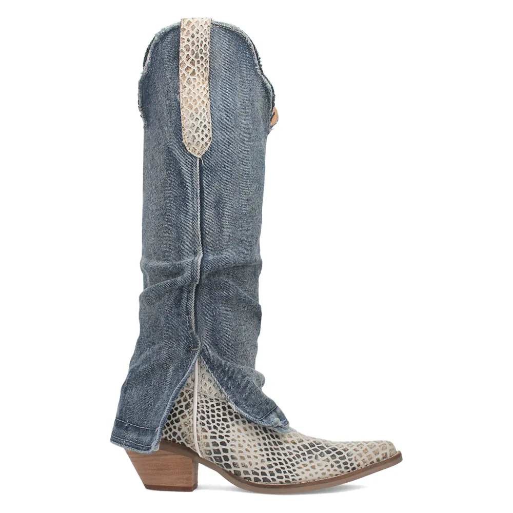 Shabby Lizard Print Snip Toe Cowboy Boots