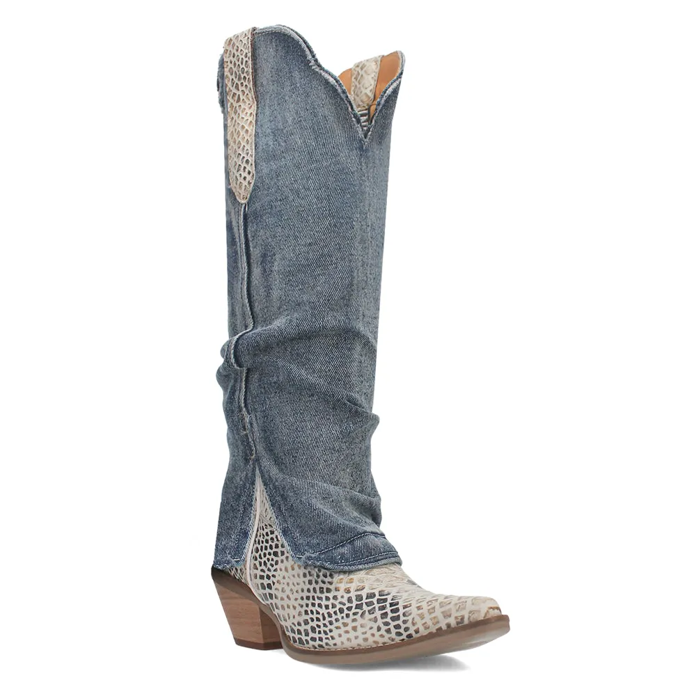 Shabby Lizard Print Snip Toe Cowboy Boots