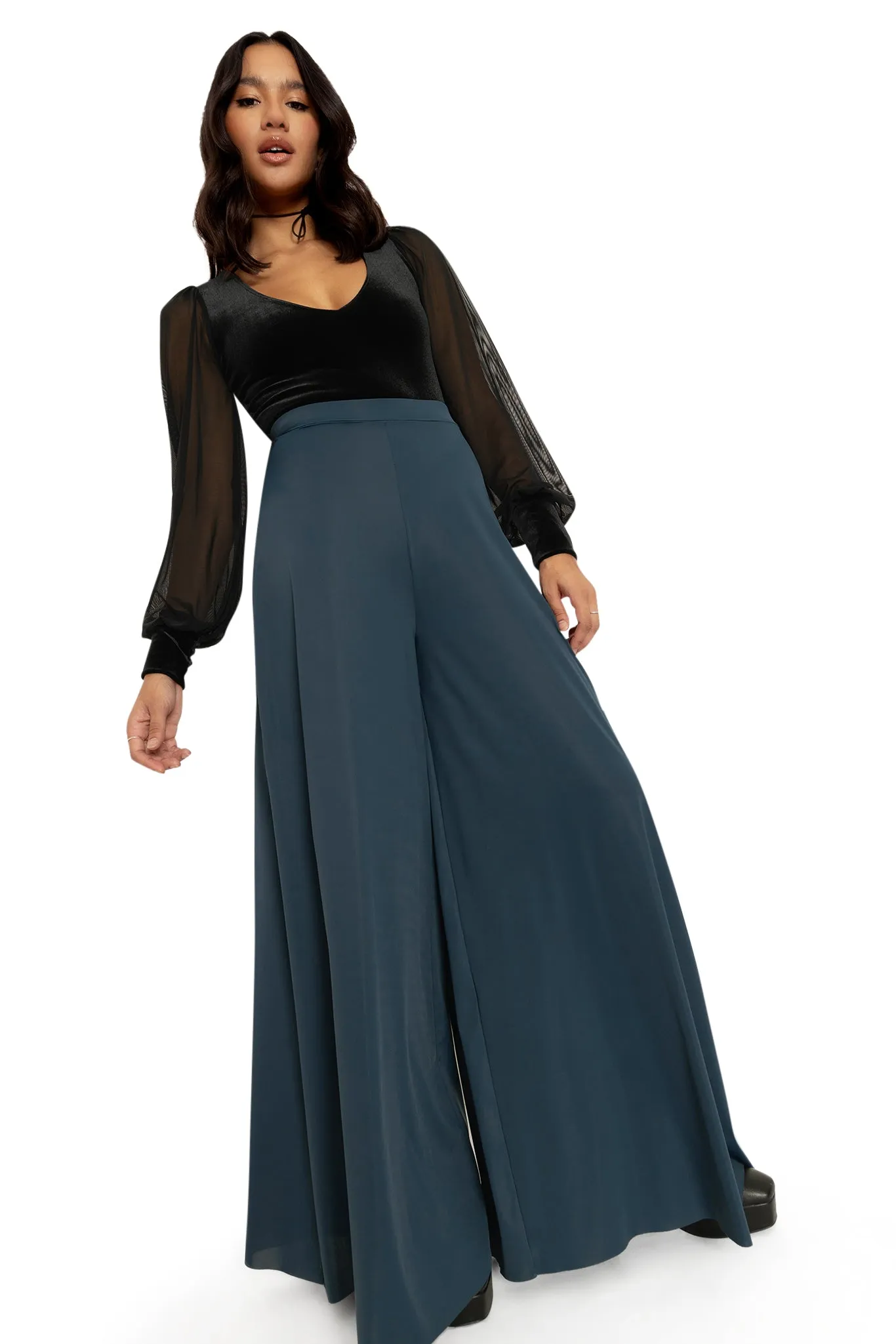 Sleek Teal Palazzo Pants