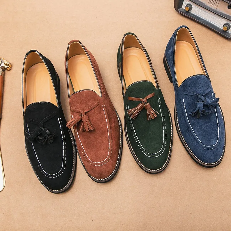 Solid Color Faux Suede Tassels Loafers Shoes