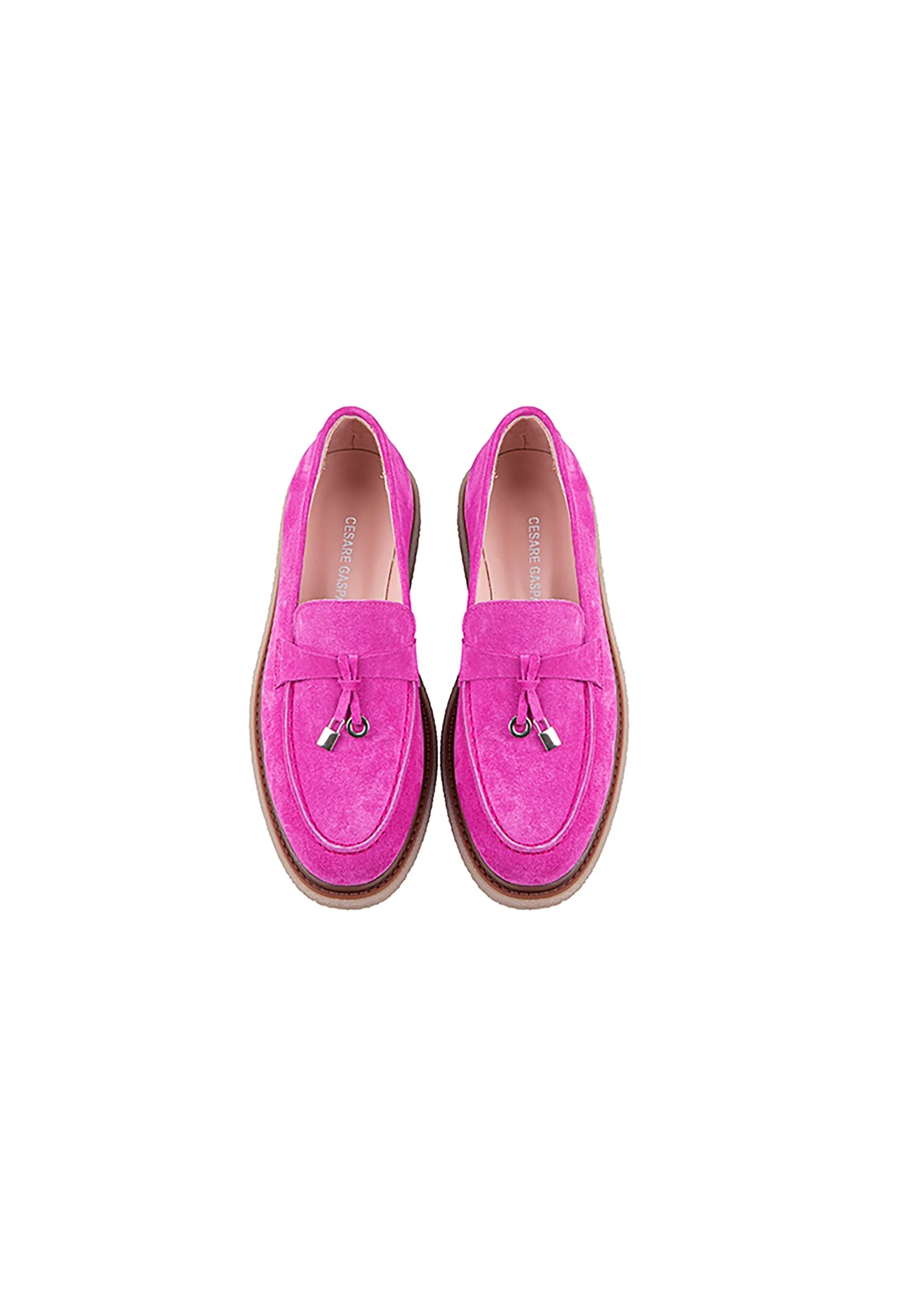 Suede Slip-On Loafers - Pink