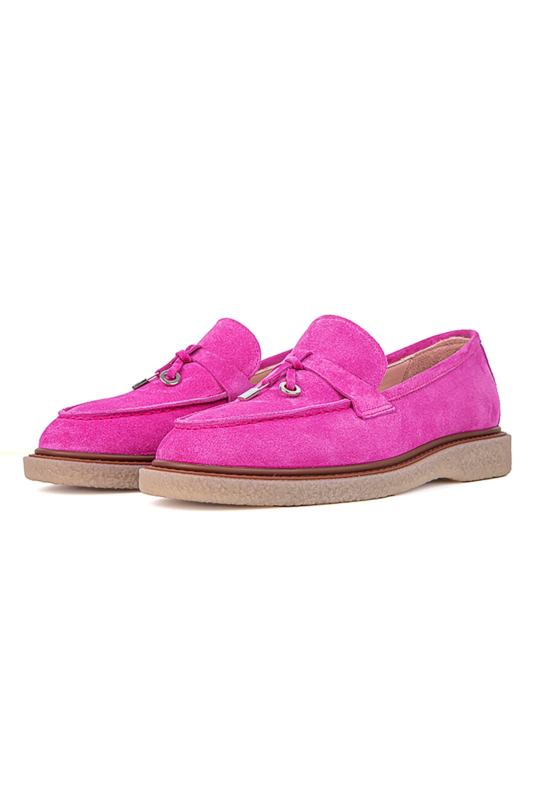 Suede Slip-On Loafers - Pink