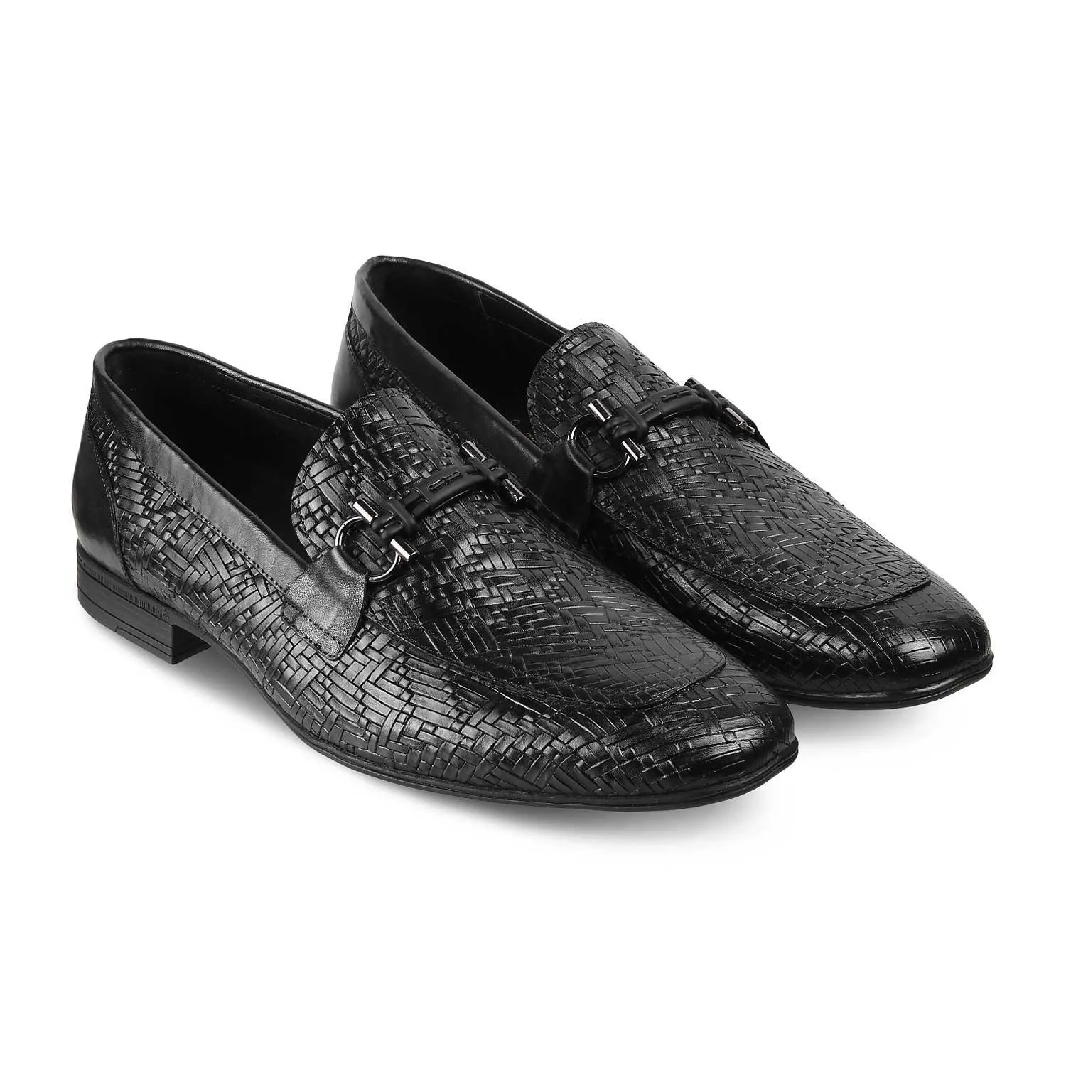 The Crint Black Men's Leather Loafers