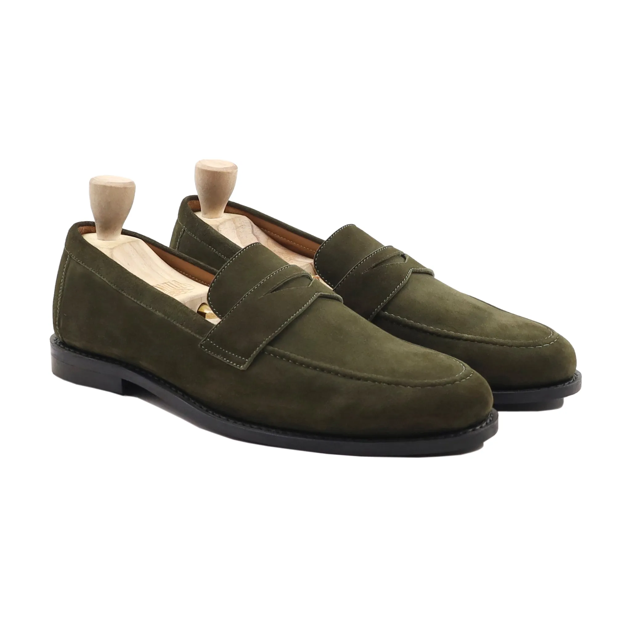 Trebnje - Men's Olive Green Kid Suede Loafer