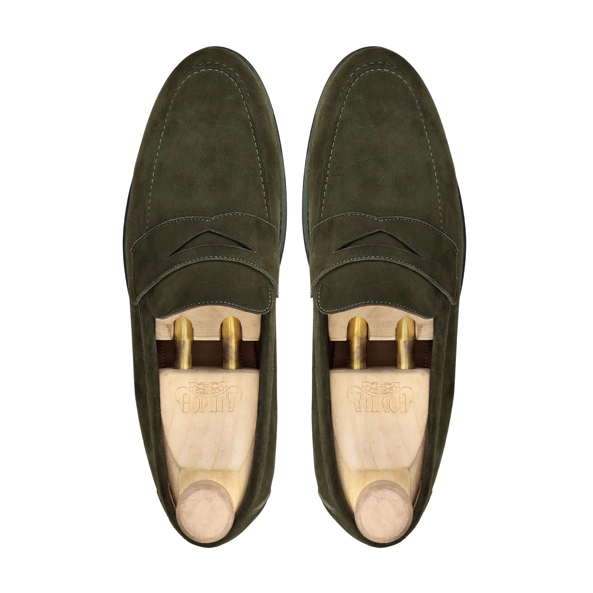 Trebnje - Men's Olive Green Kid Suede Loafer