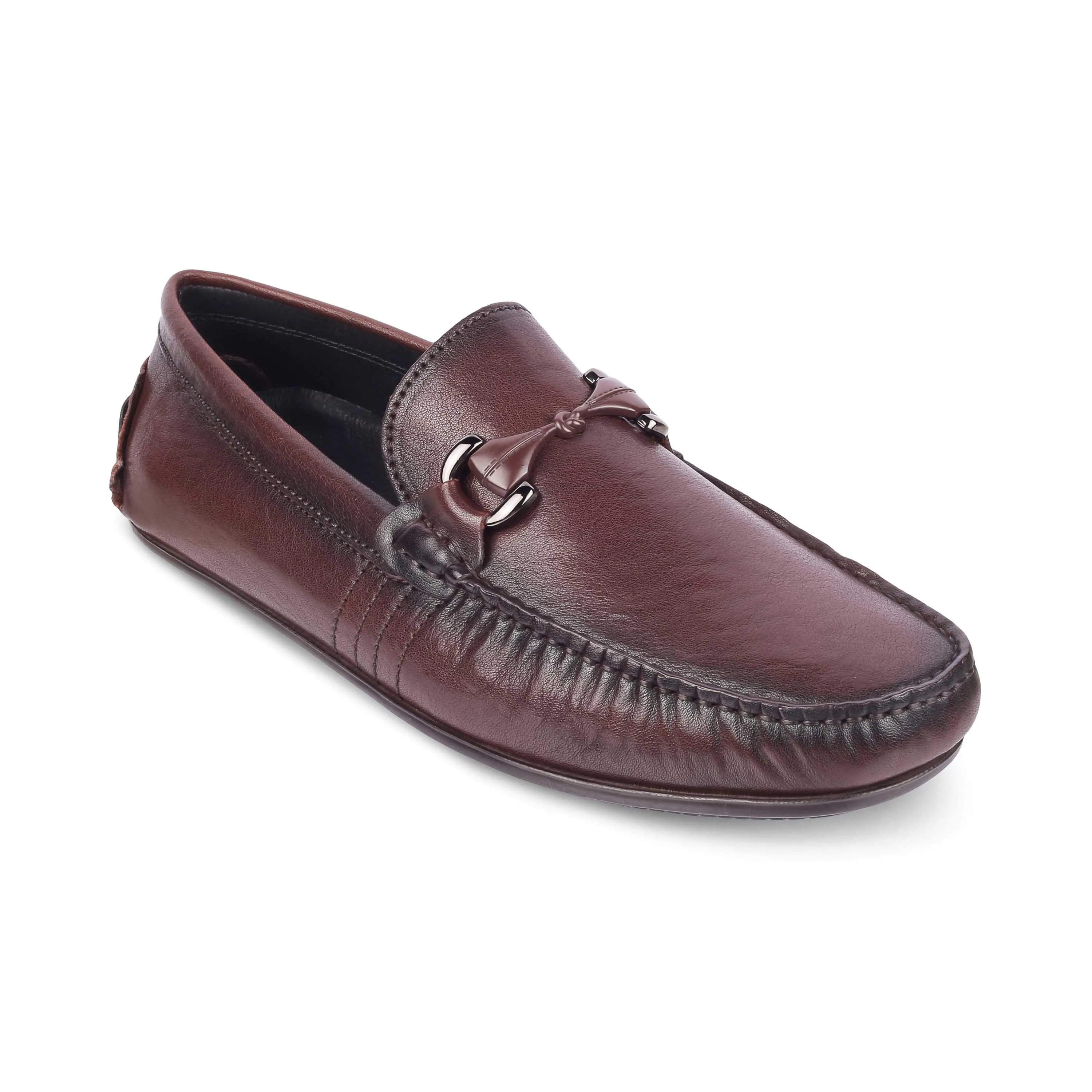 Tresmode Meroc Brown Men's Leather Driving Loafers