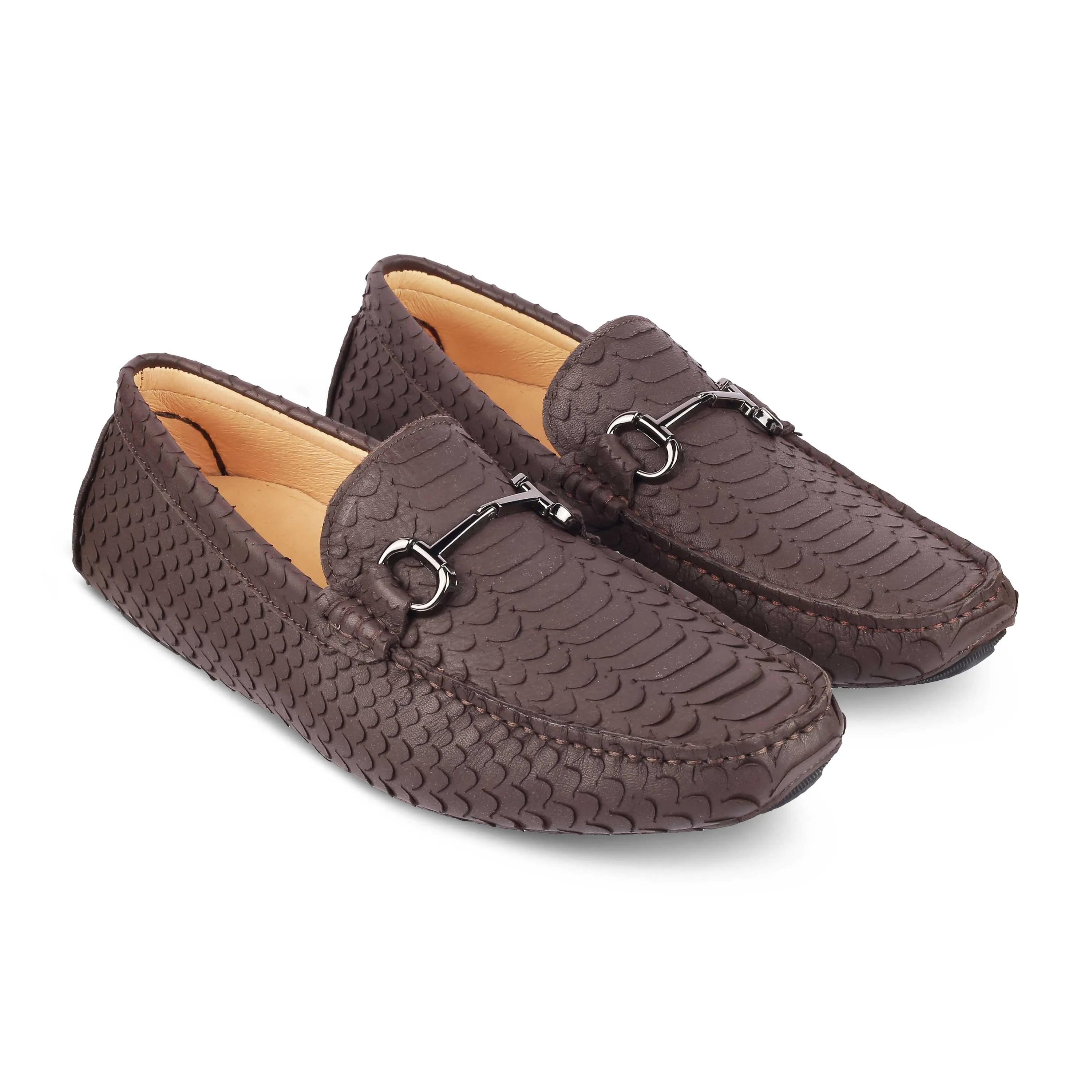 Tresmode Sofi Brown Men's Leather Driving Loafers