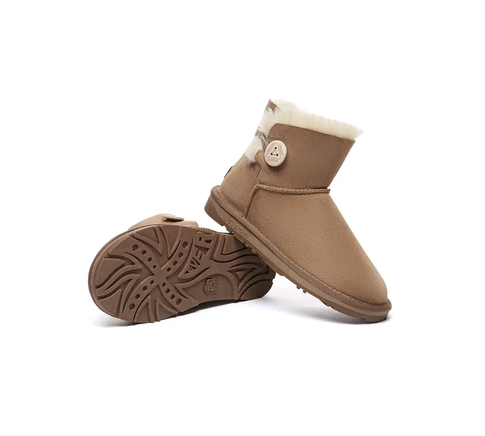 UGG Boots Double Faced Sheepskin Wool Ankle Mini Button Boots