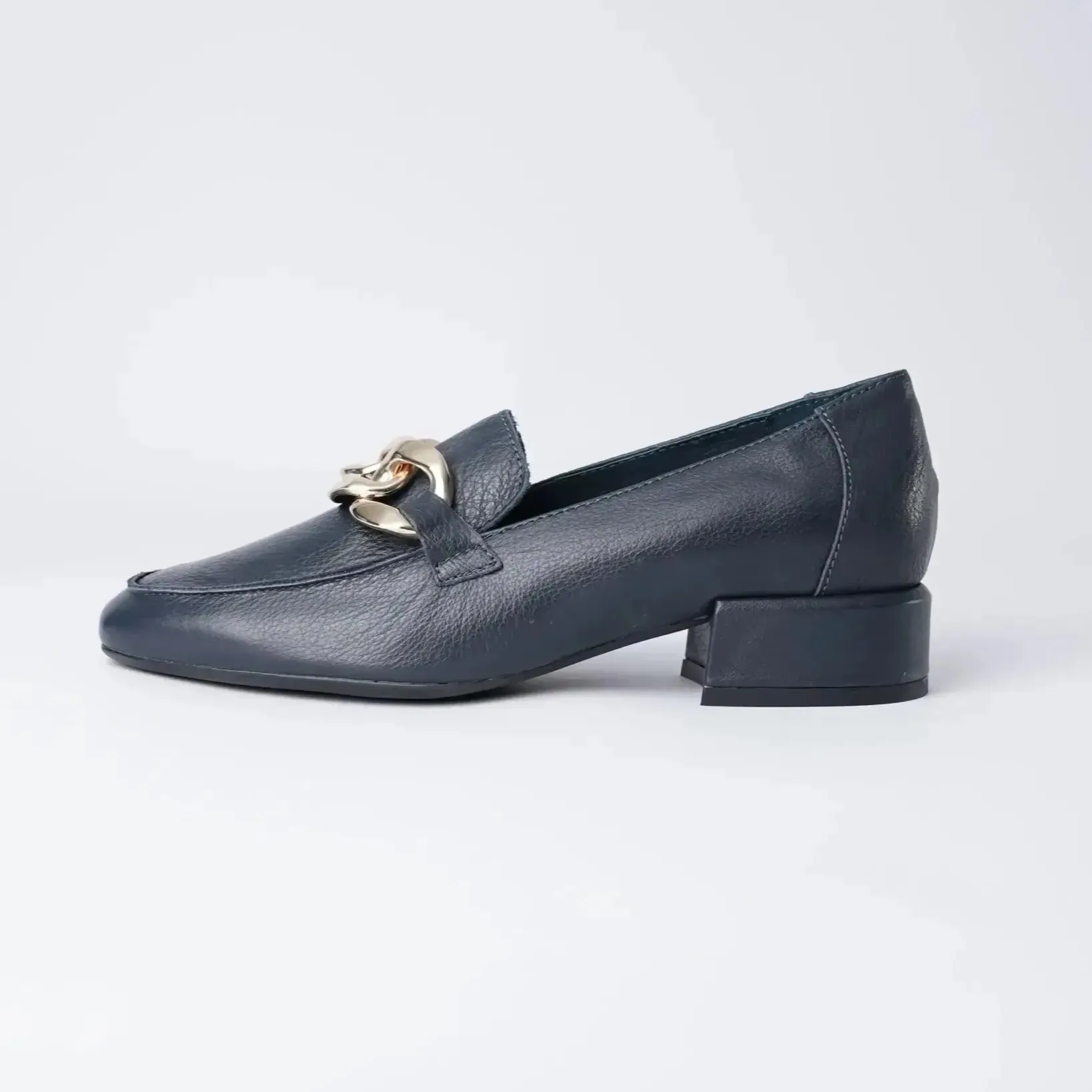 Vivandy Navy Leather Loafers