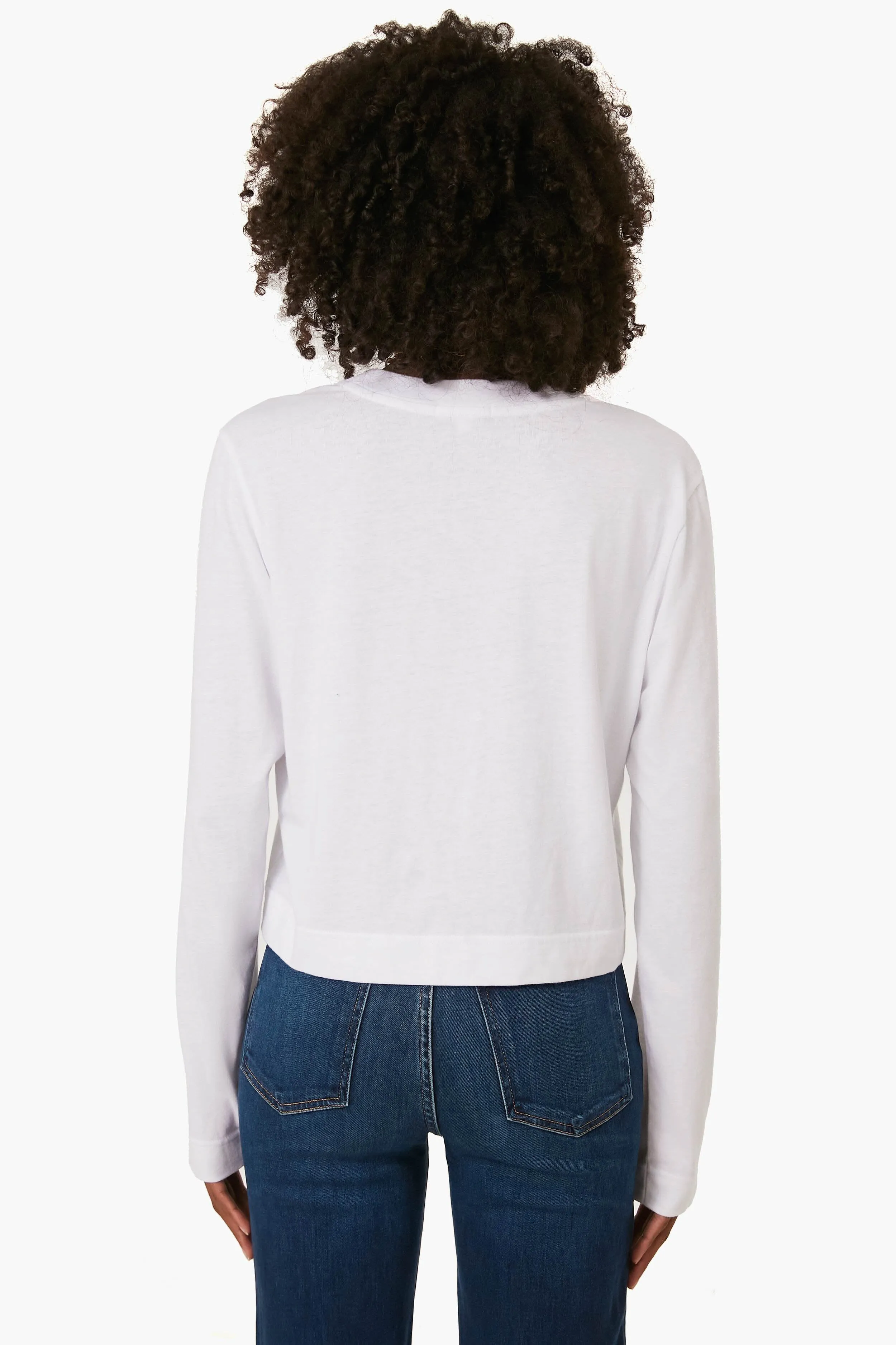 White Lupita Crop Long Sleeve Shirt