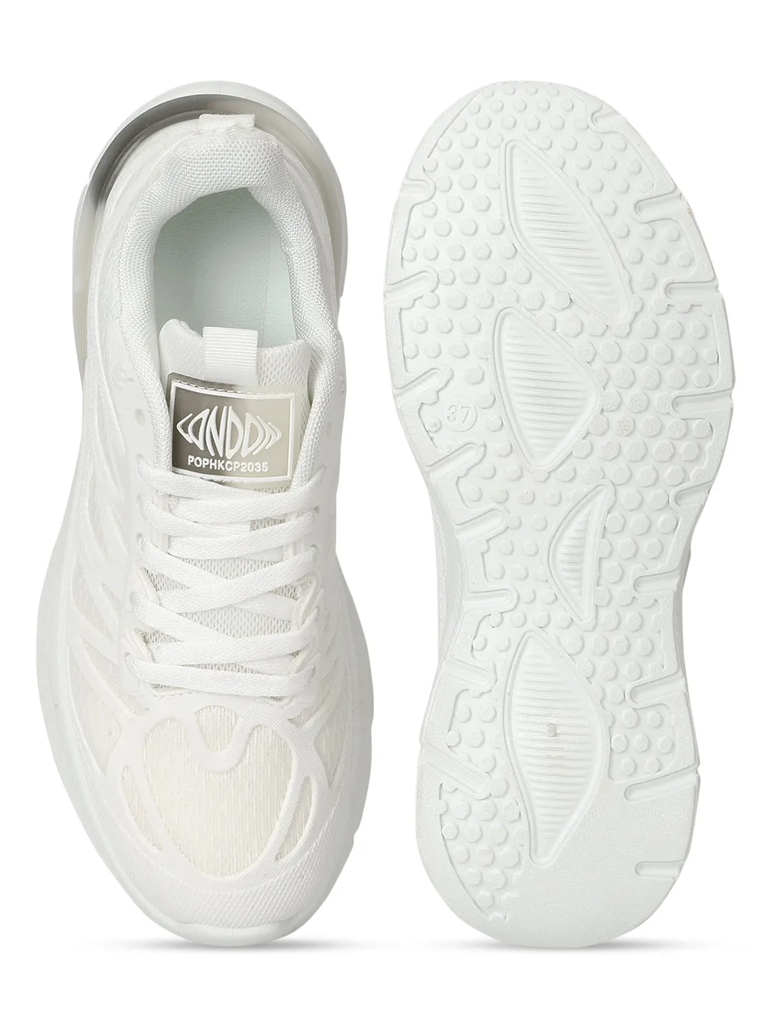 White Mesh Lace-Up Sneakers (TC-RS3614-WHT)