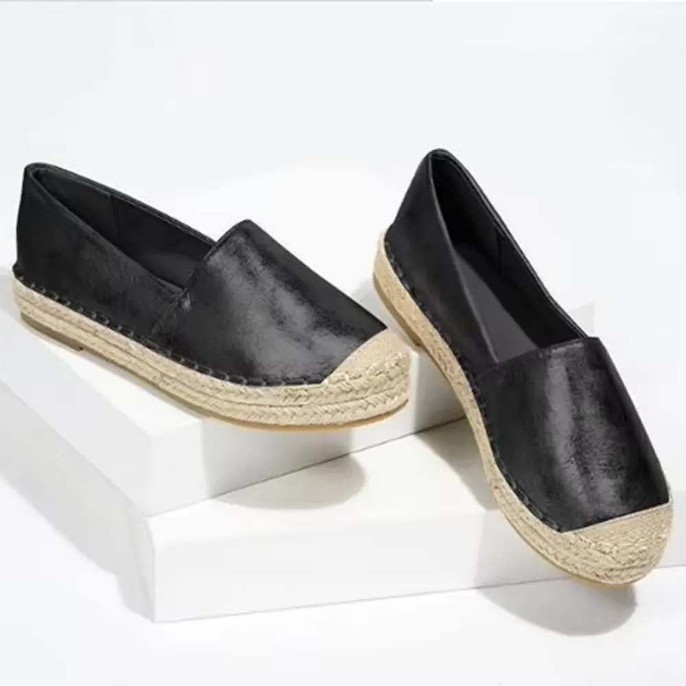 Women's cap-toe metallic espadrille loafers