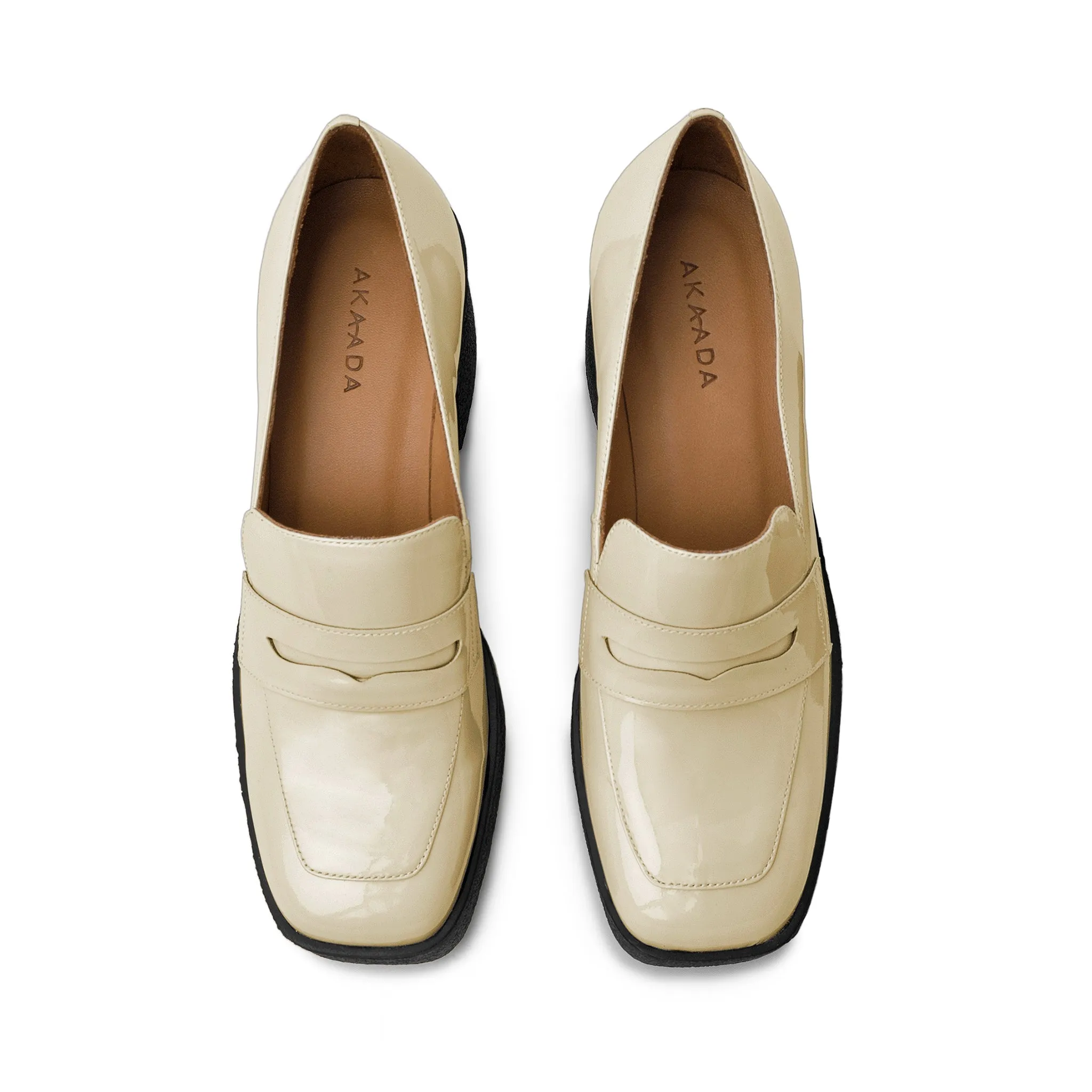 Yoko Cream Patent Leather Chunky Loafers