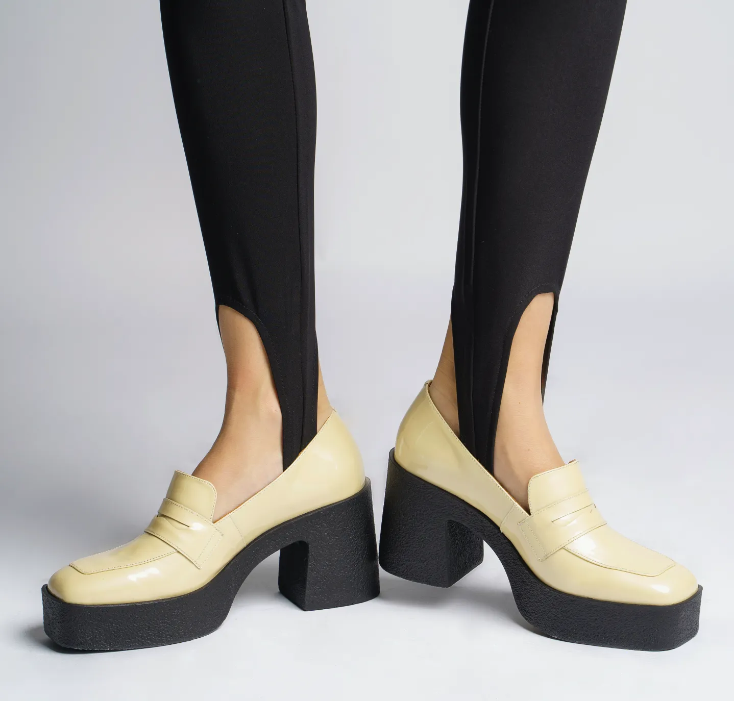 Yoko Cream Patent Leather Chunky Loafers